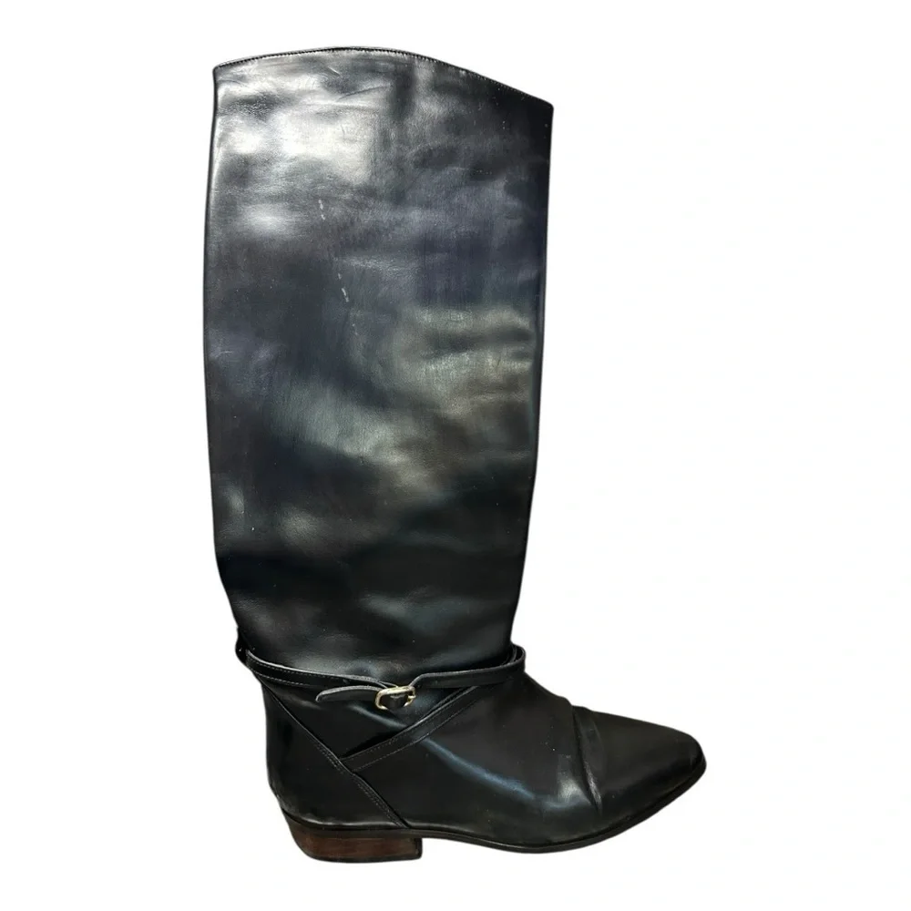 Guess black leather, vintage boots, straps and buckles, moto boots, vintage 90s